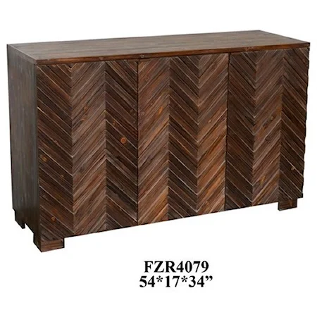 Jackson Raised 3 Door Chevron Rustic Wood Sideboard